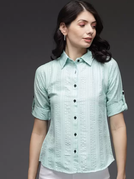 SO   Women Regular Fit Striped Casual Shirt